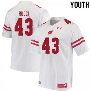 Youth Wisconsin Badgers NCAA #43 Hayden Rucci White Authentic Under Armour Stitched College Football Jersey PA31N68EM